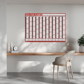 2026 Weekly Planner Wall Calendar Red - One Week to View 5 Column Layout - family calendarnd A4 Hanging Calendar 210x296mm - UK & Ireland Holidays Home Office School Family
