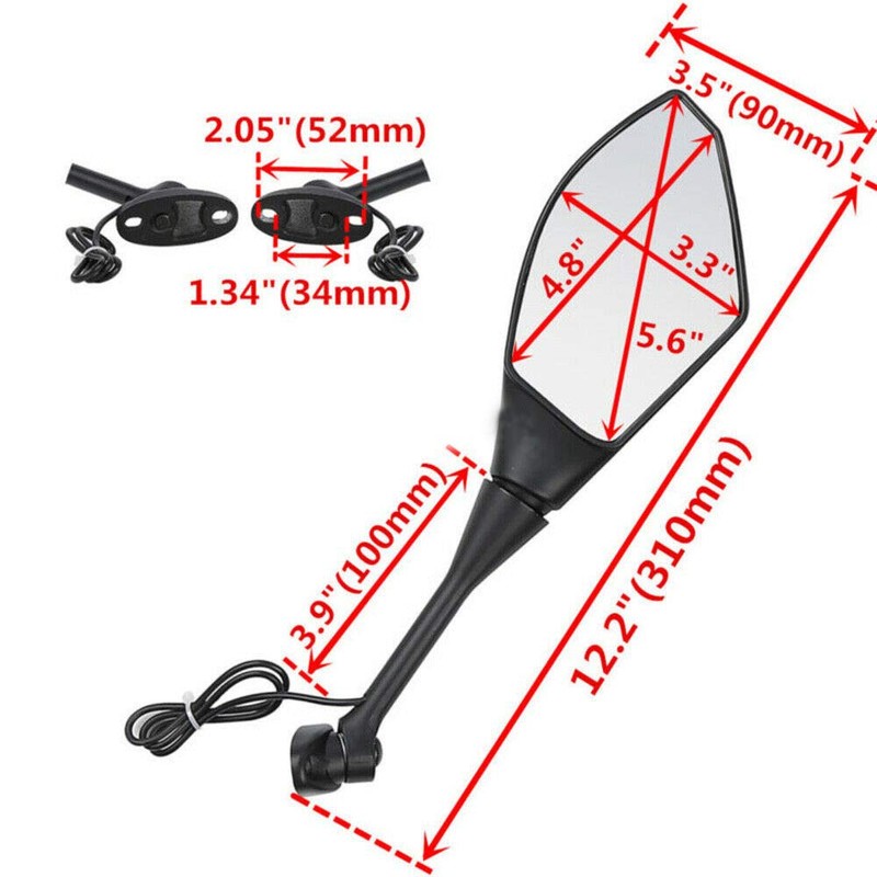 Motorcycle LED Turn Signal Rearview Mirrors Compatible with 2011 2013