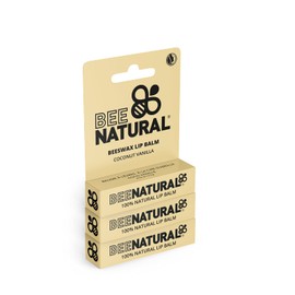 Bee Natural - 100% Natural Moisturising Lip Balm, Coconut Vanilla - Pack of 3