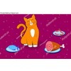 Food for cats, pets. A cute red cartoon cat, kitty