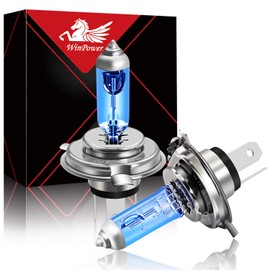 WinPower H4 60/55W Halogen Headlight 12V Car Motorcycle 5000K Warm White Super Bright High Beam Low Beam Double Headlight Bulb Bulbs Pack of 2