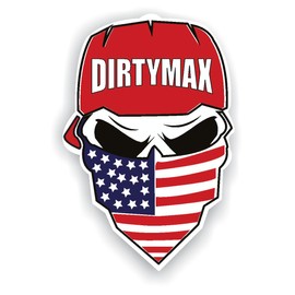 Dirtymax x Skull Red White Blue Black Full Color Decal Sticker Turbo Diesel Truck 6.6 Crew Cab American Flag USA
