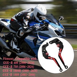 XIDAODIT for Suzuki GSXR 600 750(2006-2024) 1000R(2009-2024) GSX-R 1000(2005-2006) Motorcycle Clutch Lever Folding Extendable Adjustable Handlebars Brake and Clutch Levers Set(Red)