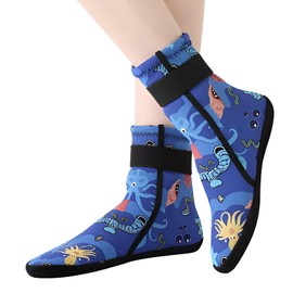 Gkhlg 1 Pair of Kids Neoprene Swimming Socks Aqua Sock with Super Stretchy Non-Slip Grip Swim Socks for Kids’ Water Sports in Pool Beach Diving and More 3.5-4.5 UK (Blue)