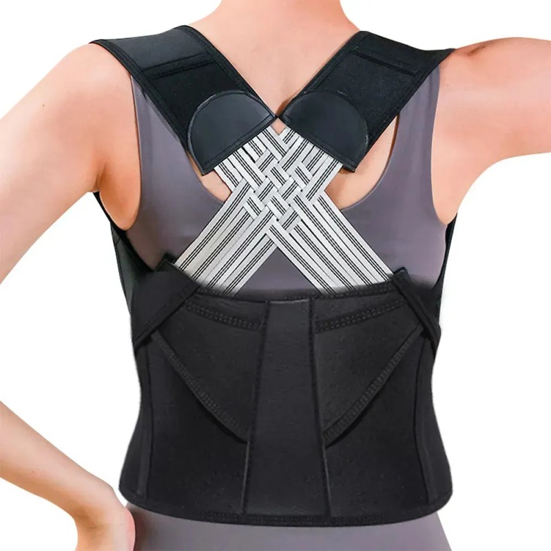 Corrector Postura Ortopédico Lumbar Espalda Ajustable Faja Negro Xl