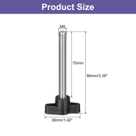 QUARKZMAN Pack of 2 Clamping Screw Knob, M8 x 70 mm 304 Stainless Steel T-shaped Thumb Screws Handle for Quick Replacement of Hand Tightening Knob