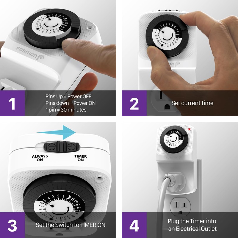 Fosmon 24 Hour Outlet Timer for Electrical Outlets, Indoor Mechanical