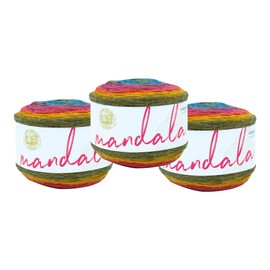 Lion Brand Yarn Mandala Yarn, Multicolor Yarn for Crocheting and Knitting, Craft Yarn, 3-Pack, Chimera