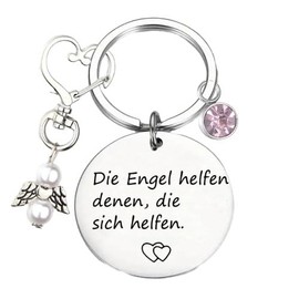 Yweeychain Guardian Angel Keychain, Gifts for Women Girlfriend, and Motivate Your Loved Ones Keychain for Women, The angels help those who help themselves
