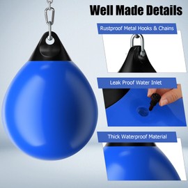 GYMAX Punching Bag, Water Aqua Bag w/Water Injector & Hanging Accessories, Folding Heavy Duty Boxing Bag for Home Gym, Boxing Training Equipment for Adults (Blue, 110LBS)