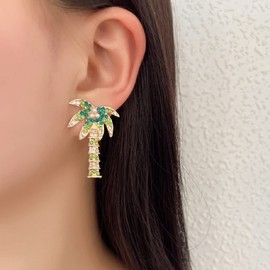 Coconut Tree Earrings for Women, Cute Palm Tree Earrings for Girls, Tropical Coconut Palm Tree Dangle Earrings Hypoallergenic, Bohemian Flower Tree Drop Earrings, Beach Tree Statement Earrings Jewelry