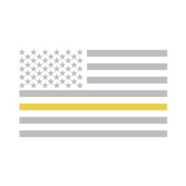 e4Hats.com Thin Line Grey USA Flag Heat Transfers Sticker - Yellow OSFM