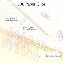 300psc 2 Inch Anti-Rust Metal Large Paper Clips in Macaron Purple, Pink & Green, Ideal for Office, Home & School Use, Cute Office Desk Supplies