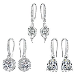 Bettinay 3 Pairs Dangle Earrings for Women, Drop Dangly Earrings, Small Silver Hoop Earrings