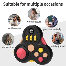 Yrissmiss Fidget Toys Adults,Fidget Pad Fidgets,Autism Figette Cubes,Cool Fidget Clicker Controller Desk Toys,Anxiety Relief Stress ADHD Toys,Sensory Fidget Cubes Gifts for Kids Teens Boys(Black)