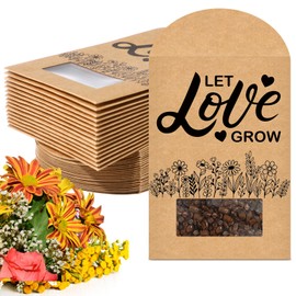 Fumete 50 Packs Wedding Favors for Guests Let Love Grow Seed Packet Small Kraft Bags with Window Wildflower Seed Envelopes Resealable Organizer Storage Bag for Wedding Gift Bridal Shower