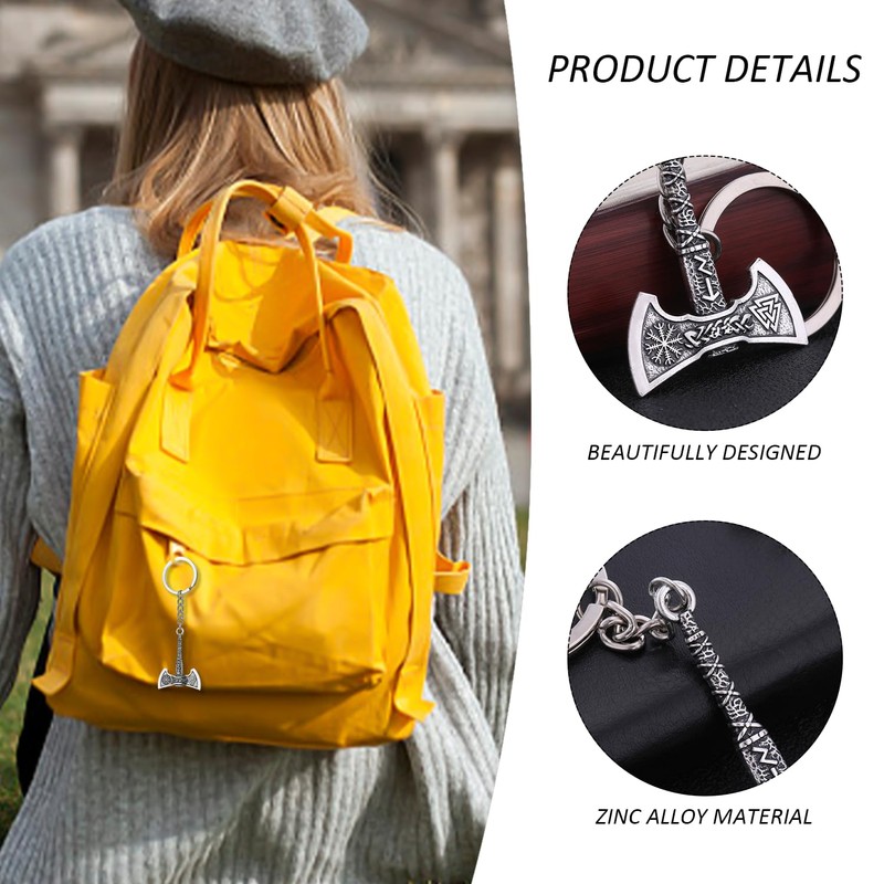 XMNIVATE 2 PCS Viking Ax Keychains, Men's Keychains, Rune Vintage