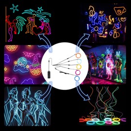 Oybete LED Neon Light 5-in-1 Meter EL Wire, Glowing Decoration Wire for Birthday Parties, DIY, Rave Occasions, Festivals, Gifts (Multicolor)