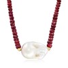 Ross-Simons 24x13mm Cultured Baroque Pearl and 70.00 ct. t.w. Ruby