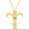 AFFY 1/4 Ct Cubic Zirconia Fleur-de-Lis Pendant in 14K Yellow