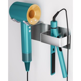 Hair Dryer Holder Blow Dryer Holder Wall Mounted Hair Tool Organizer Self Adhesive Hair Dryer Holder Wall Mount for Bathroom Silver PTALSEAW