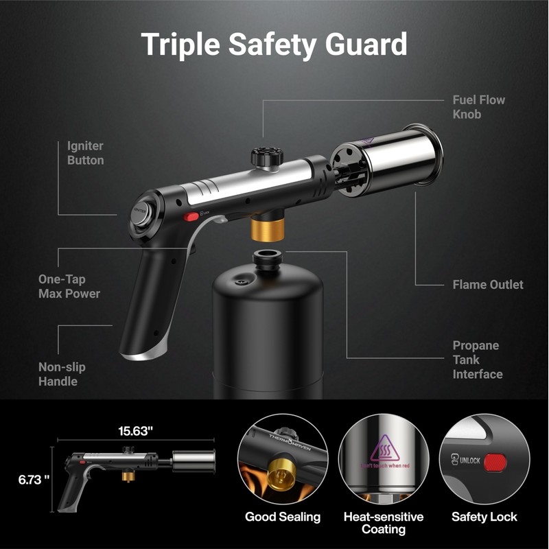 ThermoMaven Propane Torch with One-Touch Max Fire, Cooking Blow Torch