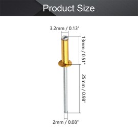 MroMax 1000Pcs 1/8" x 1/2" Aluminum Blind Rivets, 3.2 x 12.7mm Pop Rivets, Aluminum Grip and Steel Mandrel, Domed-head Blind Rivets for DIY/Automotive Repairs/Furniture Gold Tone