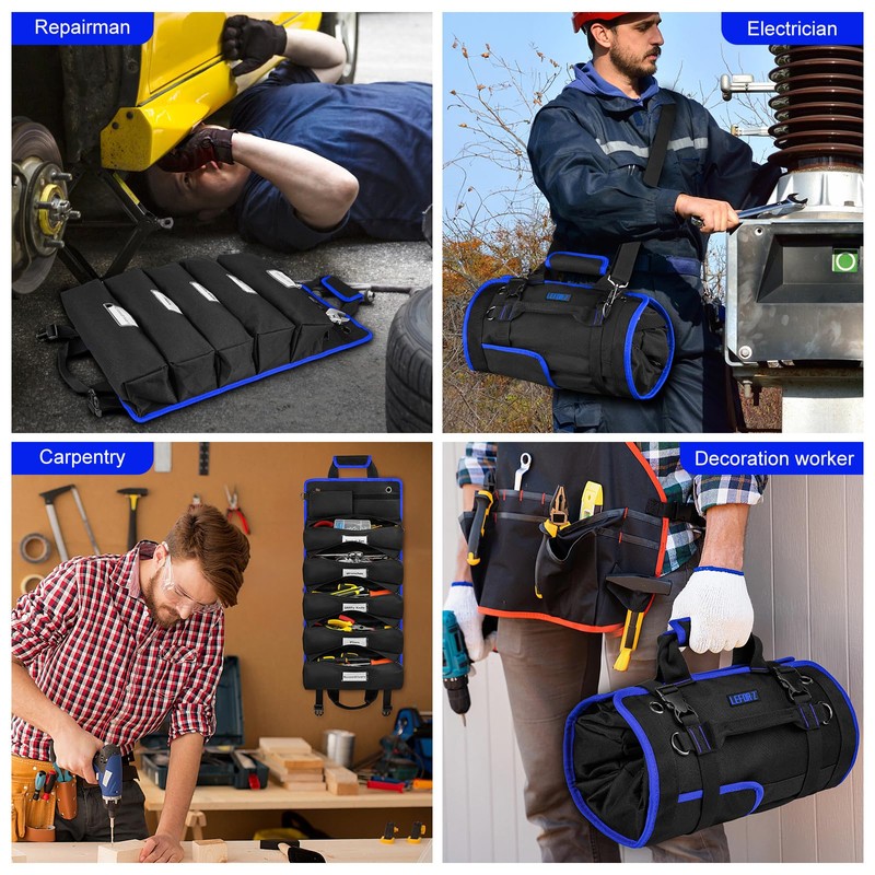 Tool Bag,Large Roll Up Tool Bag Organizer,13 Pockets Tool Roll