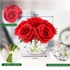 rubystory 7 Large Stem Rose Red Artificial Flowers in Vase,