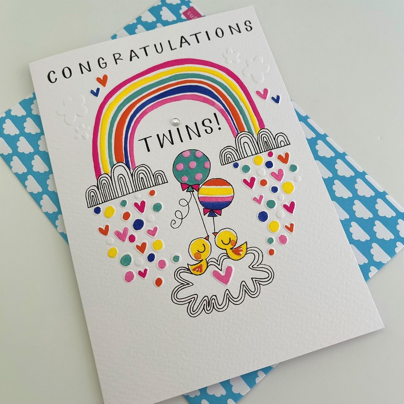 Rachel Ellen Congratulations Twins Baby Card