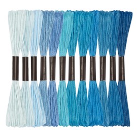 Amrules Friendship Bracelet String, 12 Skeins Blue Series Cross Stitch Thread, 344.5 Inch Cotton Embroidery Floss, Hand Embroidery Thread for DIY Sewing and Embroidery Crafts Making