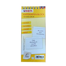 Index Card Pad Lined DIN A8 with 120 Cards 170 g/m² Ideal for School Education Leisure and Work
