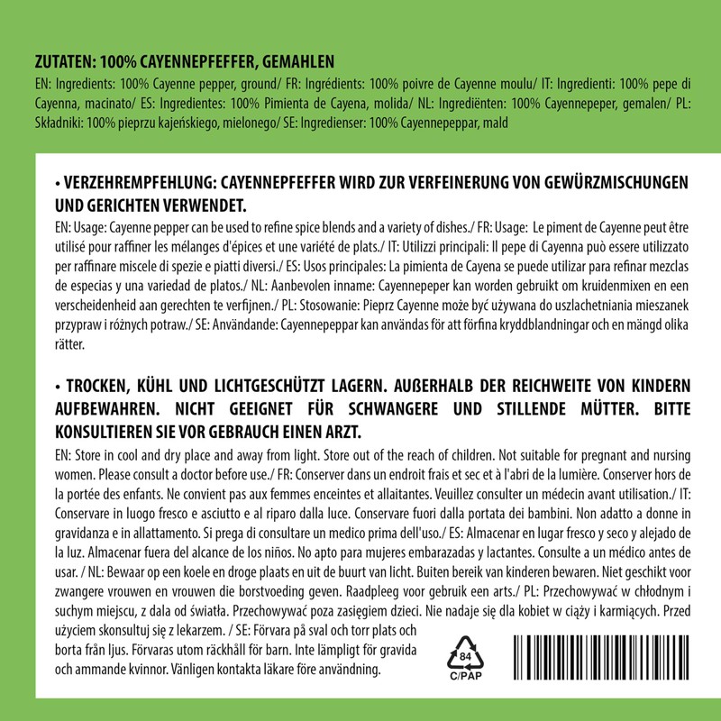 Cayenne Pepper Powder 250g 8.8 oz by Alpi Nature, Ground