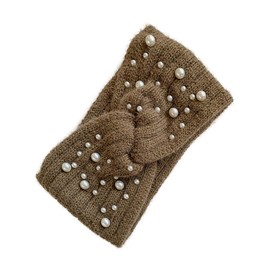 Beavorty 1Pc Braided Pearls Hair Band for Women Warm and Stylish Knitted Headband for Winter Outdoor Activities for Parties and Holidays