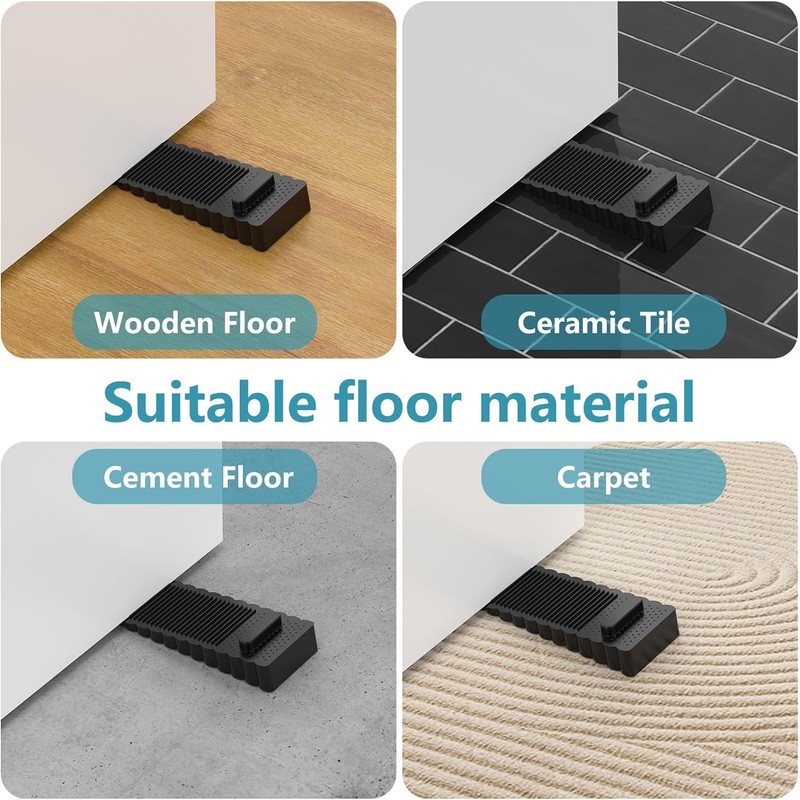 6 Pack Rubber Door Stoppers Door Stop Rubber Wedge Thin