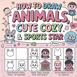 Cute & Cozy Sports Stars Drawing Book: Easy Step-by-Step Guide for Kids Simple Tutorials for Drawing Cute and Comfy Sports Stars