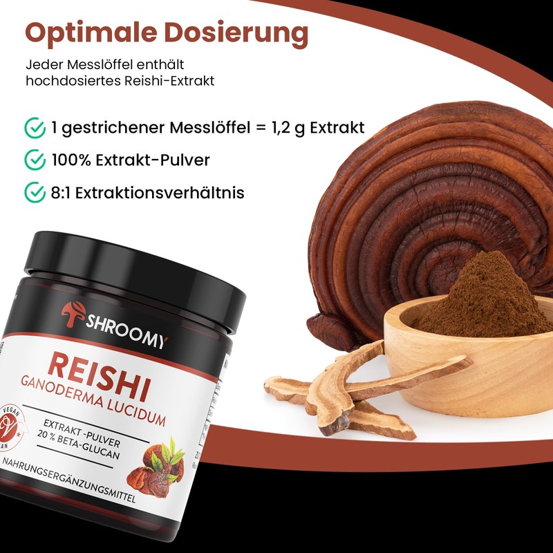 Reishi Extrakt-Pulver 70g - hochdosiert mit 40% Polysaccaride und 20%