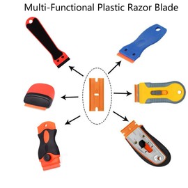 EHDIS Plastic Razor Blades 100 PCS Double Edged Blade for Safety Glass Scraper and Plastic Razor Scraper Tool to Remove Decals, Stickers, Adhesive Labels, and Glass Clean - Orange