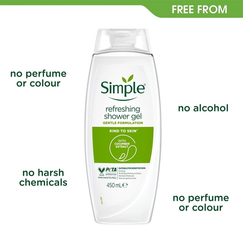Simple Simple Kind to Skin Refreshing Shower Gel, Pack of