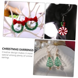 SHOWERORO 4pairs Christmas Themed Earrings of Festive Jewelry Including Tree Candy Bell Wreath and Snowflake Holiday Accessories for Women and Girls