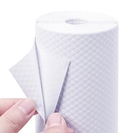 Cabinet Shelf Liner Peel and Stick: Self Adhesive Cabinets Paper - 15.7 in x 12 FT Non-Slip White Drawers Liners - Easy to Cut, Removable, PABUSIOR Cupboard Liner for Pantry Shelves, Countertops