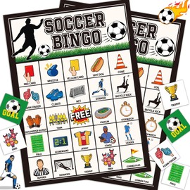 Soccer Bingo Game for Kids 24 Players Soccer Party Card Game for Large Groups Bingo Set Board Table Card Game Classroom Family Game Night Activity Favors
