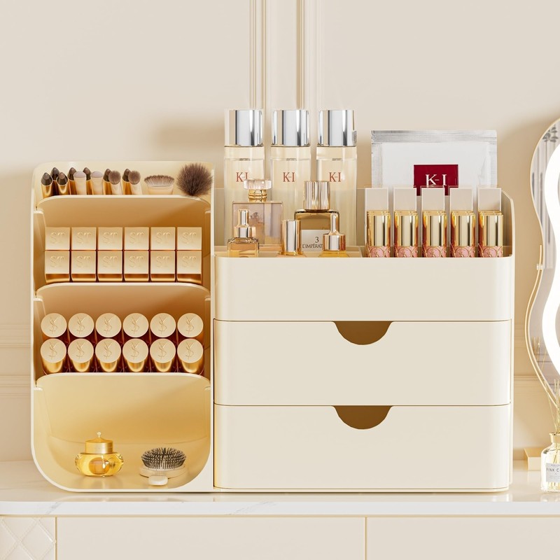 KQJS Makeup Organizer with Drawers,Large Capacity Countertop Organizer for Vanity,Bathroom