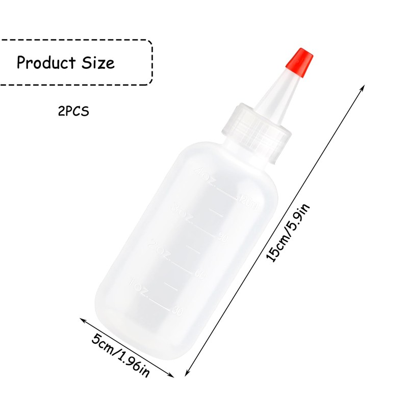 Rumyve 2pcs Plastic Extrusion Bottle,Applicator Bottle with Tip Extrusion Plastic