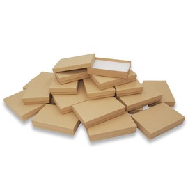 N'icePackaging 100 Qty - Natural Brown-Kraft Cotton Filled Gift Boxes - Size 5 7/16" x 3 1/2" x 1" - USA Made - Holidays/Birthdays/Sales/Storage/Display/Travel