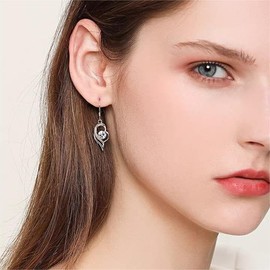 Dancing Diamond Dangle Earrings,S925 Sterling Silver Simulated Diamond Drop Earrings,1CT D Color VVS1 Moissanite Dangle Earrings Birthday Valentines Christmas Gifts for Women Wife Mom Daughter,