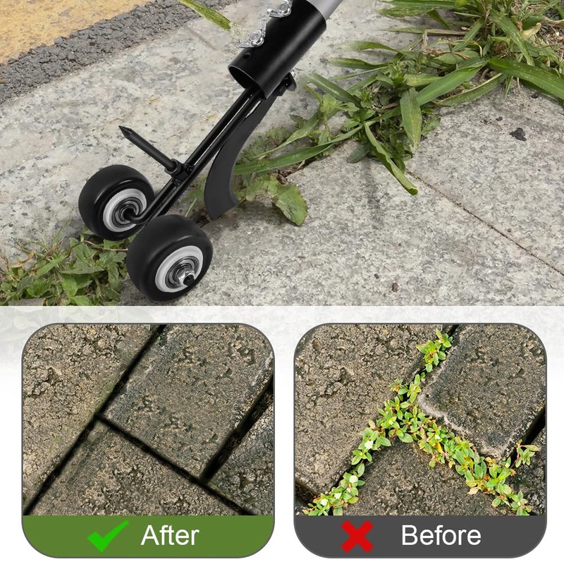 OFFCUP Crevice Weeding Tools with Wheels, 2 in 1 Sidewalk