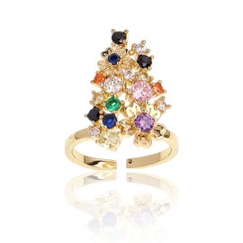 Jean Beau Finger Nail Ring for Women Teen Art Colorful Rhinestones CZ Finger Cap Cover Tip Rings Gold Metal Nail Decoration Nail Protect Fashion Jewelry Gift