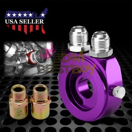 JDMBESTBOY AN10 Purple Aluminum Oil Filter Pressure Cooler Sandwich Plate M20 X 1.5 Adapter Sensor Guage Filter Bypass Kit