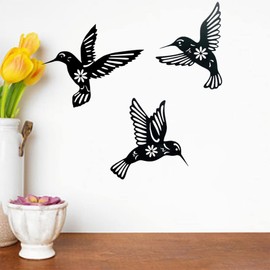 JSWLYWMTPJ 3 Pieces Hummingbird Outdoor Metal Birds Wall Art Decor For Living Room Corridor Multi-Posture Hummingbird Metal Artwork